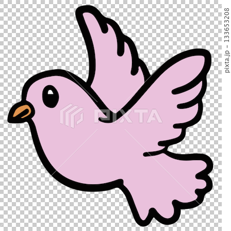 Hand drawn illustration of pink bird cartoon for animal, zoo, souvenir shop, character, comic, mascot, sticker, kid doll, plush toy, trip, travel, vacation, good morning, nature, garden, skies, icon 133653208