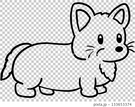 Cute hand drawn corgi puppy outline for colouring book, decoration, dog cartoon, characters, comic, pet shop, vet, adopt and rescue animal, foster home, shelter, house, furniture, park, yard, playtime Cute hand drawn corgi puppy outline for colouring book, decoration, dog cartoon, characters, comic, pet shop, vet, adopt and rescue animal, foster home, shelter, house, furniture, park, yard, playtime 133653374
