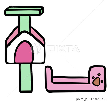 Hand drawn illustration of cat condo and bed for pet shop, vet, animal, kitten house, cat home, department store, grocery shopping, supermarket, paw friend, sticker, foster home, shelter, interior Hand drawn illustration of cat condo and bed for pet shop, vet, animal, kitten house, cat home, department store, grocery shopping, supermarket, paw friend, sticker, foster home, shelter, interior 133653425