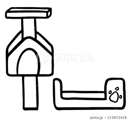 Hand drawn outline of cat condo and bed for pet shop, vet, animal, kitten house, cat home, department store, grocery shopping, supermarket, paw friend, sticker, foster home, shelter, kid colouring Hand drawn outline of cat condo and bed for pet shop, vet, animal, kitten house, cat home, department store, grocery shopping, supermarket, paw friend, sticker, foster home, shelter, kid colouring 133653426
