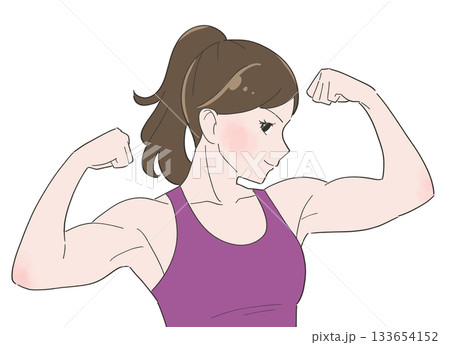 筋肉ムキムキの女性　イラスト 133654152
