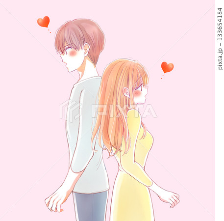 背中合わせの男女　恋愛 133654184