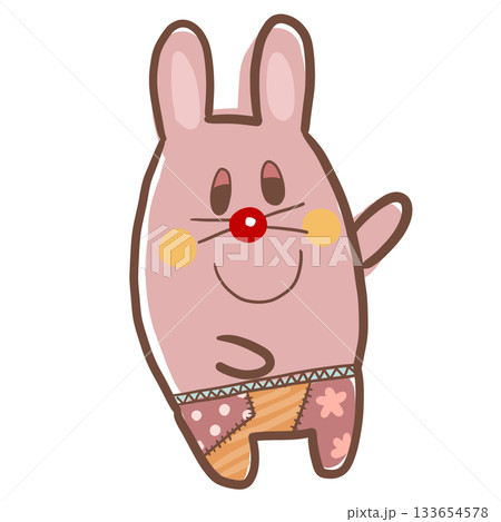 かわいい人気動物キャラクターイラスト素材セット【うさぎ】全身 133654578