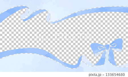緞帶裝飾框，背景，水彩風格色彩 133654680