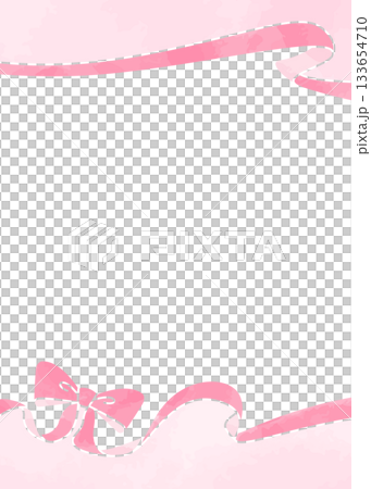 Ribbon decoration frame, background, watercolor style color, portrait orientation Ribbon decoration frame, background, watercolor style color, portrait orientation 133654710