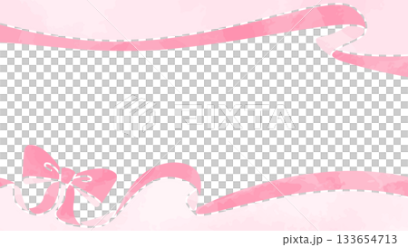 緞帶裝飾框，背景，水彩風格色彩 133654713