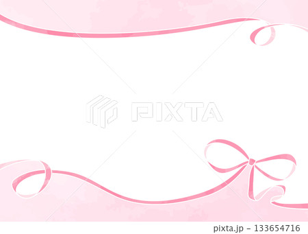 リボンのデコレーションフレーム、背景、水彩風カラー 133654716