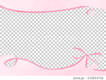 リボンのデコレーションフレーム、背景、水彩風カラー 133654716