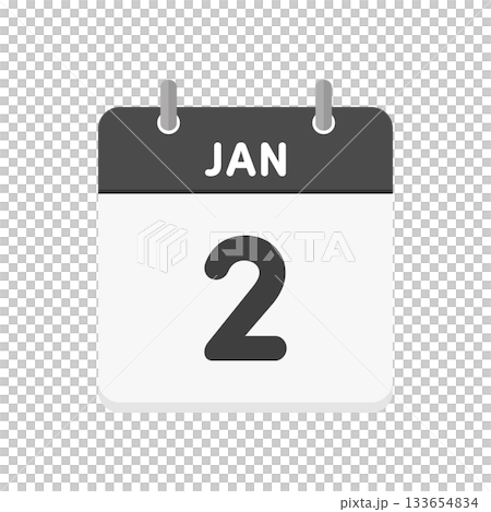January 2nd, JAN 2 daily calendar icon - Black and white English calendar with 1/2 date January 2nd, JAN 2 daily calendar icon - Black and white English calendar with 1/2 date 133654834
