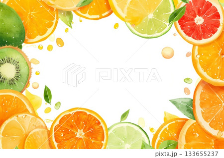 フレッシュなフルーツのフレームイラスト 133655237
