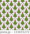 Seamless Christmas tree pattern. Vector repeating background. 133655272