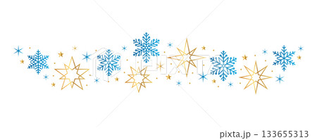 snowflakes and stars border isolated vector illustration 133655313