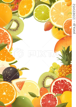 いろんなフルーツのイラスト 133655452