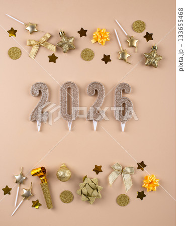 New year background with golden decoration 133655468
