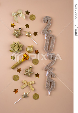 New year background with golden decoration New year background with golden decoration 133655469