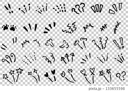 Monochrome one-point doodle set 133655598