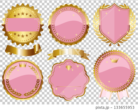 一套6個粉紅色和金色的奢華童話風格相框 133655953