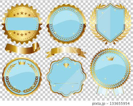 一套6個藍金相框，造型奢華，宛如童話世界。 133655954