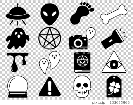オカルトのアイコン16種セット モノトーン オカルトのアイコン16種セット モノトーン 133655966
