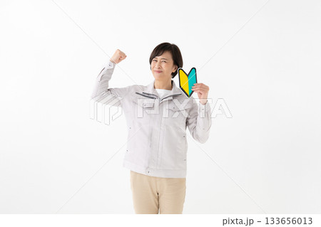 初心者マークを持つ女性 133656013