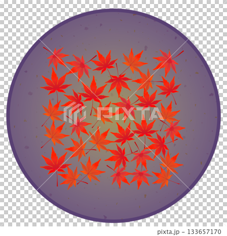 Illustration of autumn maple leaves with a circular background Illustration of autumn maple leaves with a circular background 133657170