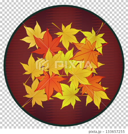 Illustration of autumn maple leaves with a circular background Illustration of autumn maple leaves with a circular background 133657255