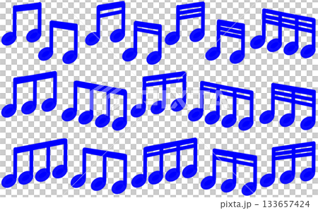 A simple icon set of tasteful handwritten tuplets, rising and falling right, in blue A simple icon set of tasteful handwritten tuplets, rising and falling right, in blue 133657424