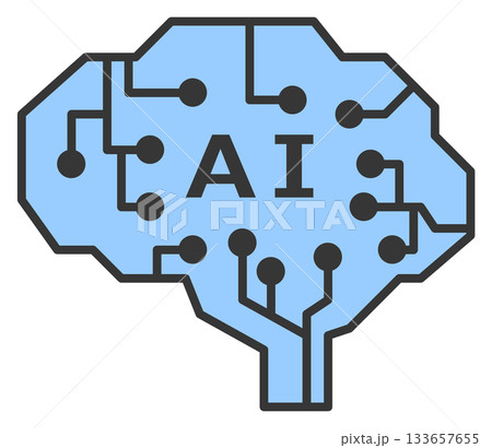 データ処理や人間の思考を記録再生するAIのイラスト 133657655