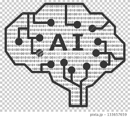 Illustration of AI that processes data and records and plays back human thoughts 133657659