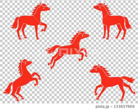 Red horse silhouette illustration set 133657669