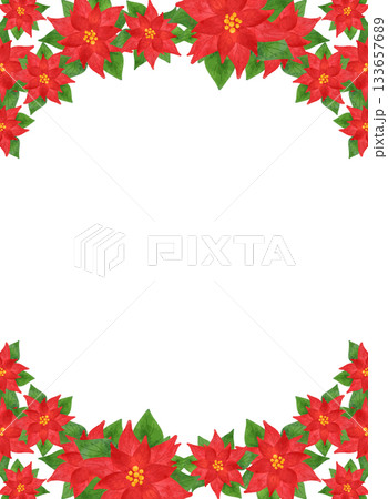 クリスマスフレーム ポインセチア 水彩風 イラスト 縦 飾り枠 年賀状 カード 背景素材 クリスマスフレーム ポインセチア 水彩風 イラスト 縦 飾り枠 年賀状 カード 背景素材 133657689