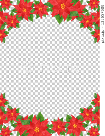 クリスマスフレーム ポインセチア 水彩風 イラスト 縦 飾り枠 年賀状 カード 背景素材 クリスマスフレーム ポインセチア 水彩風 イラスト 縦 飾り枠 年賀状 カード 背景素材 133657689