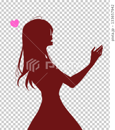 笑顔で手を伸ばす女性 夏 恋愛 横側 シルエット 笑顔で手を伸ばす女性 夏 恋愛 横側 シルエット 133657942
