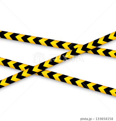 Barricade construction tape. Colorful police warning line, brightly colored danger or hazard stripe, ribbon. Restricted area, zone. Attention symbol. Vector illustration Barricade construction tape. Colorful police warning line, brightly colored danger or hazard stripe, ribbon. Restricted area, zone. Attention symbol. Vector illustration 133658158