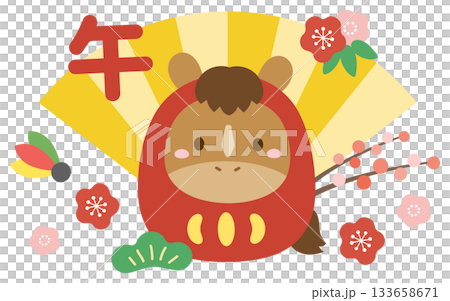 New Year's decoration of the horse zodiac sign Daruma, New Year's card material 02 New Year's decoration of the horse zodiac sign Daruma, New Year's card material 02 133658671