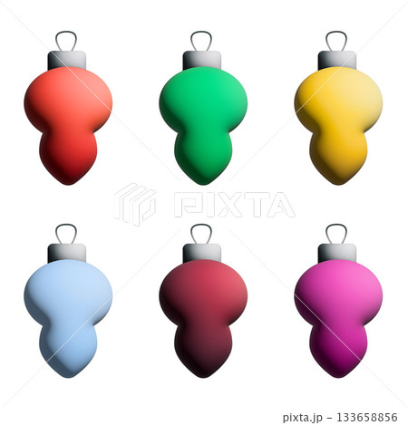 Colorful Abstract Christmas Ornaments, Modern Gradient Holiday Baubles Set. Vector illustration 133658856