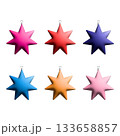 Colorful Star Christmas Ornaments, Vibrant Festive Holiday Decorations Set. Vector illustration 133658857