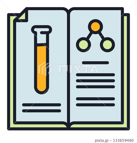 Chemistry Book with Test Tube vector Science Education colored icon or symbol Chemistry Book with Test Tube vector Science Education colored icon or symbol 133659480
