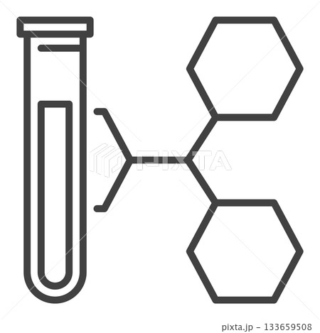 Test Tube with Formula vector Chemistry thin line icon or symbol 133659508