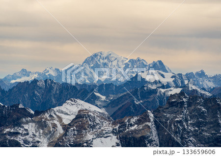 Mont Blanc Mountain on Cloudy Day Mont Blanc Mountain on Cloudy Day 133659606