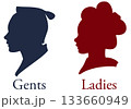 殿様と町娘を模した日本のトイレアイコン 133660949
