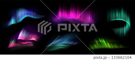 Aurora northern light and borealis background...のイラスト素材 [133662104] - PIXTA