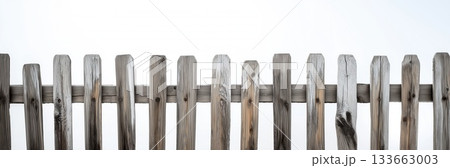Old wooden fence isolated on a white background. 133663003