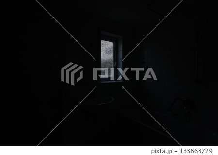 A bathroom with a window and a sink 133663729