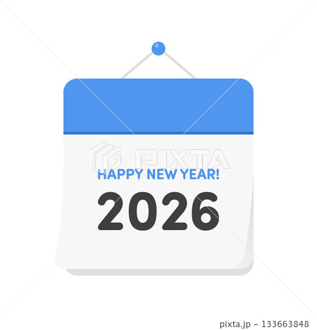 HAPPY NEW YEAR! の賀詞が入った2026年のカレンダーのアイコン - 年賀状・年賀素材 HAPPY NEW YEAR! の賀詞が入った2026年のカレンダーのアイコン - 年賀状・年賀素材 133663848