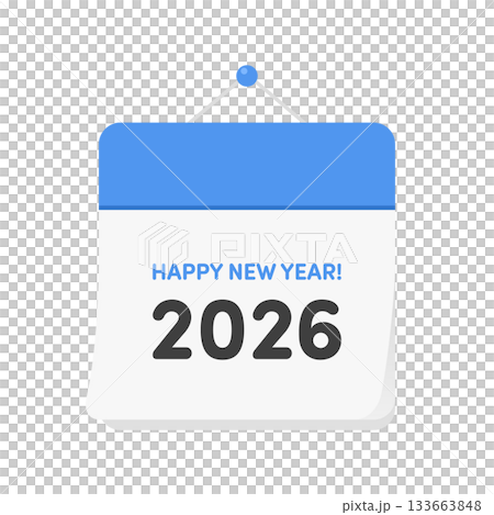帶有“新年快樂!”字樣的2026年日曆圖示 - 新年賀卡和新年用品 帶有“新年快樂!”字樣的2026年日曆圖示 - 新年賀卡和新年用品 133663848