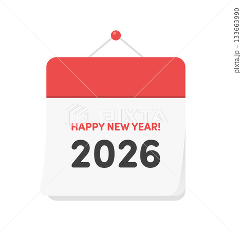 HAPPY NEW YEAR! の賀詞が入った2026年のカレンダーのアイコン - 年賀状・年賀素材 HAPPY NEW YEAR! の賀詞が入った2026年のカレンダーのアイコン - 年賀状・年賀素材 133663990