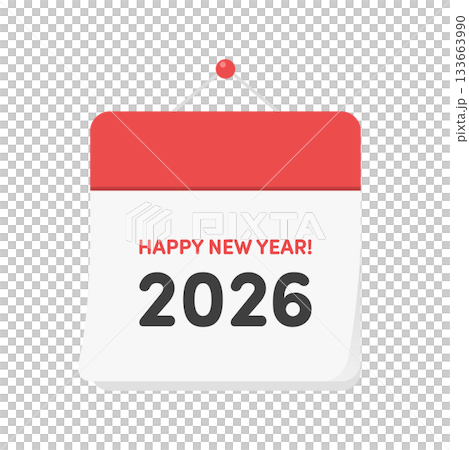 HAPPY NEW YEAR! の賀詞が入った2026年のカレンダーのアイコン - 年賀状・年賀素材 HAPPY NEW YEAR! の賀詞が入った2026年のカレンダーのアイコン - 年賀状・年賀素材 133663990