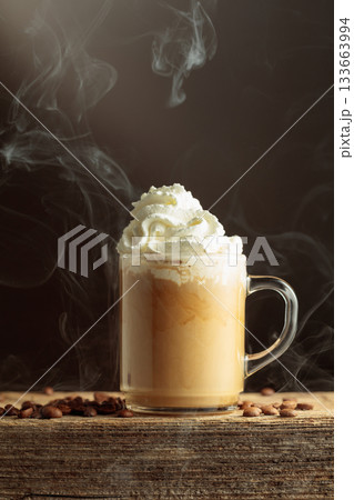 Coffee with whipped cream. 133663994