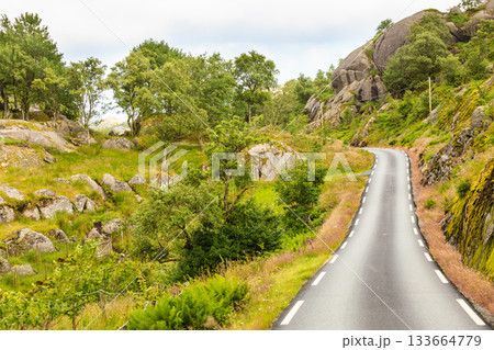 Road landscape in norwegian mountains Road landscape in norwegian mountains 133664779